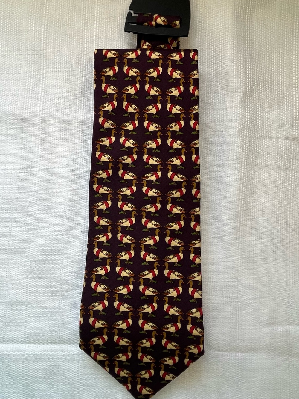 Vtg Brooks Brothers Makers Silk Tie Maroon Burgundy Mallard Duck Winter Scarf